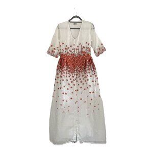 BARUNI Size S Floral Jacquard Maxi Dress Button Front